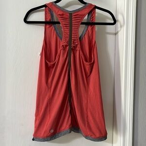 lululemon athletica Coral Red Racerback Tank with Gray Trim